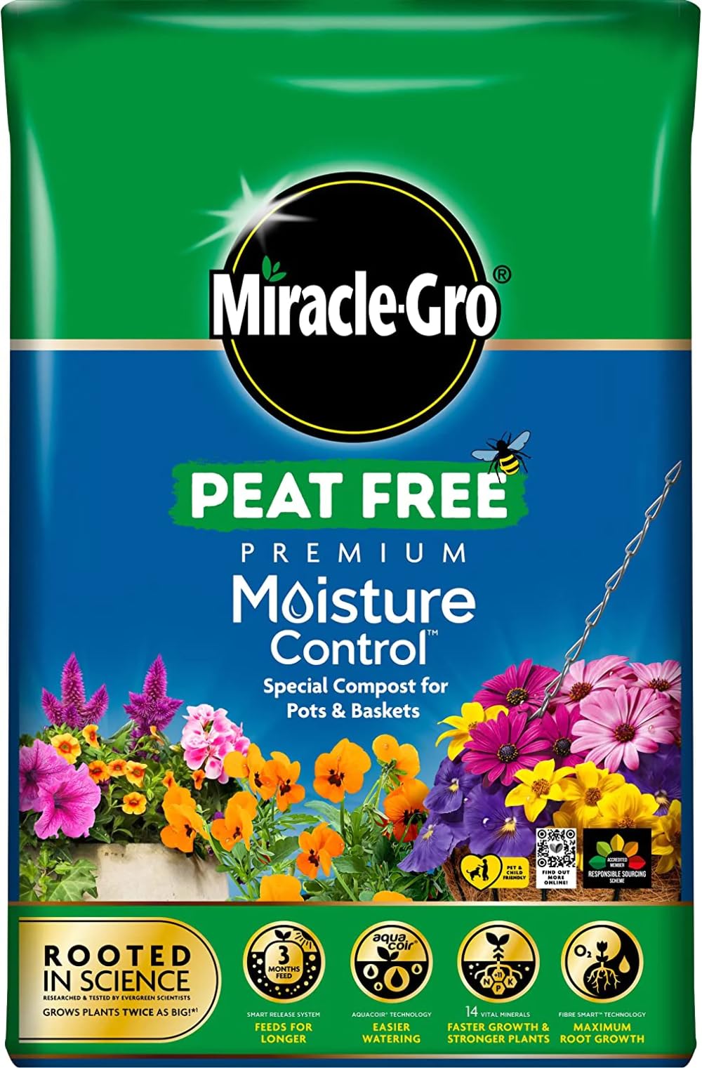 Miracle-Gro Miracle Gro Moisture Control Compost Pots & Baskets Peat Free 10L