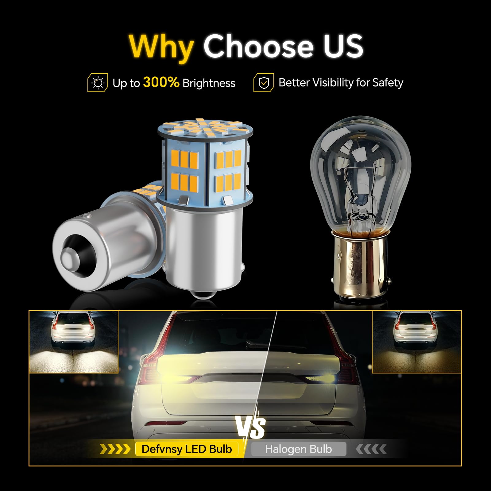 Defvnsy Zestaw 4-1156 super jasnych żarówek LED 54SMD BA15S P21W 7506 żarówka LED DC 12-24 V do świateł wewnętrznych kampera, cofania światła kierunkowskazu, ciepła biel, 3500 K