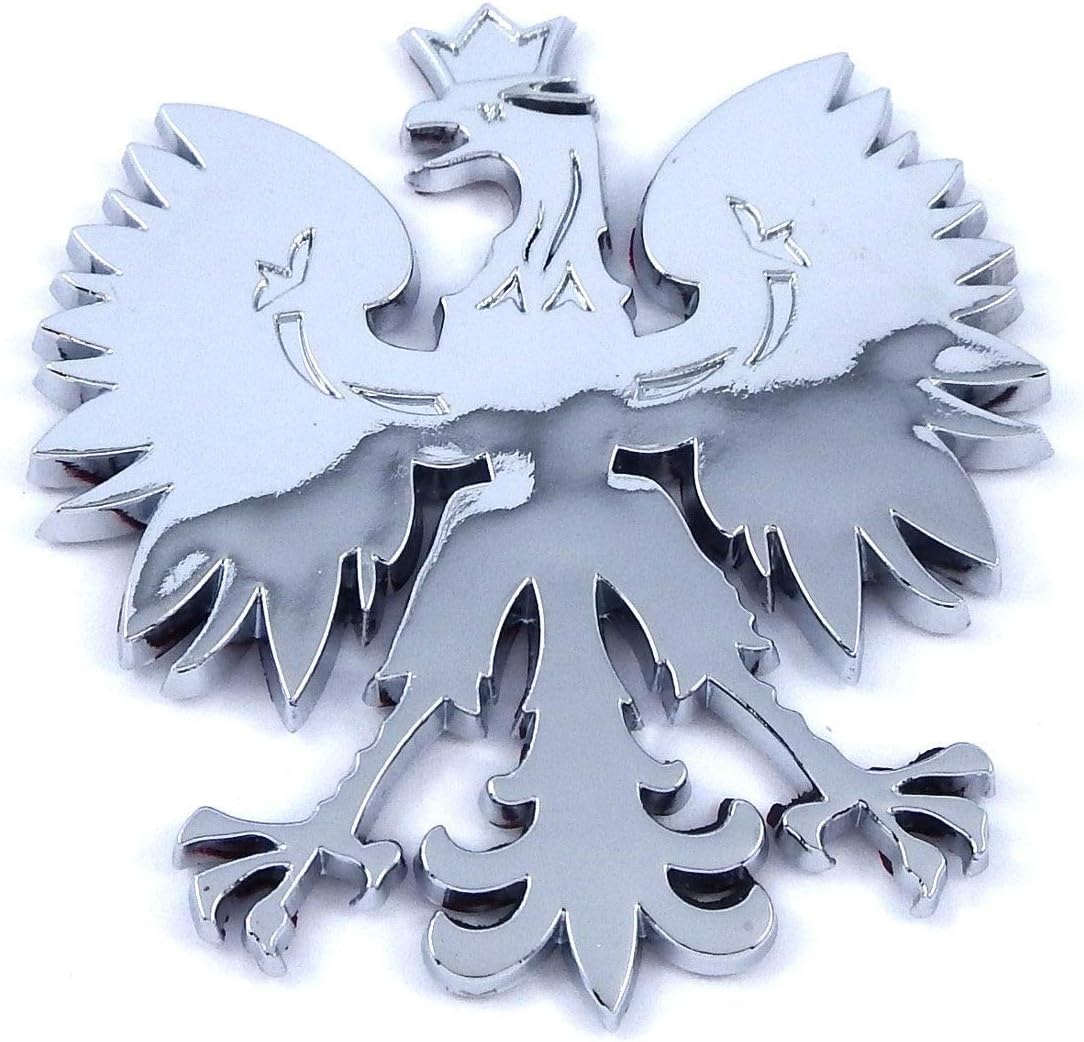 Poland 2.5" Polish Polski Eagle with Crown Chrome 3D Emblem Decal Badge Polska