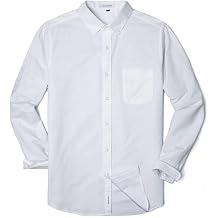 MUSE FATH Mens Long Sleeve Casual Cotton Oxford Dress Shirt