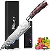 PAUDIN 8 Inch Chef Knife - High Carbon Stainless Steel, Ultra Sharp, Ergonomic Pakkawood Handle, Professional Kitchen Knife with Gift Box