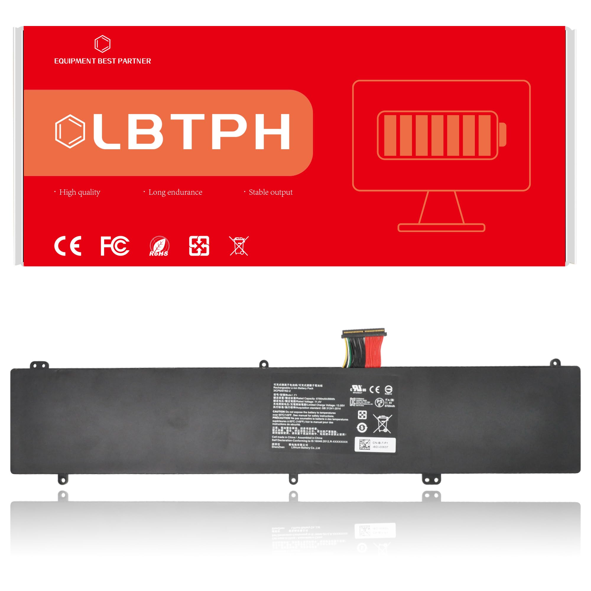 F1 Battery Replacement for Razer Blade Pro 17.3" 4K i7-7820HK i7-6700HQ 2017 RZ09-0166 RZ09-01663E52 RZ09-01662E53-R3U1 RZ09-01663E53-R3U1 RZ09-01662E52 3ICP6/87/62/2 11.4V 8700mAh 99Wh