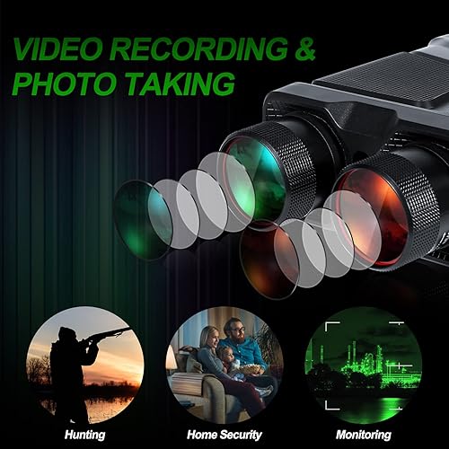 Miniatura 7 de Vocloud Gafas de visión nocturna digitales recargables para adultos 1080p FHD tarjeta de memoria de 64 GB para caza y vigilancia en 100 oscuridad