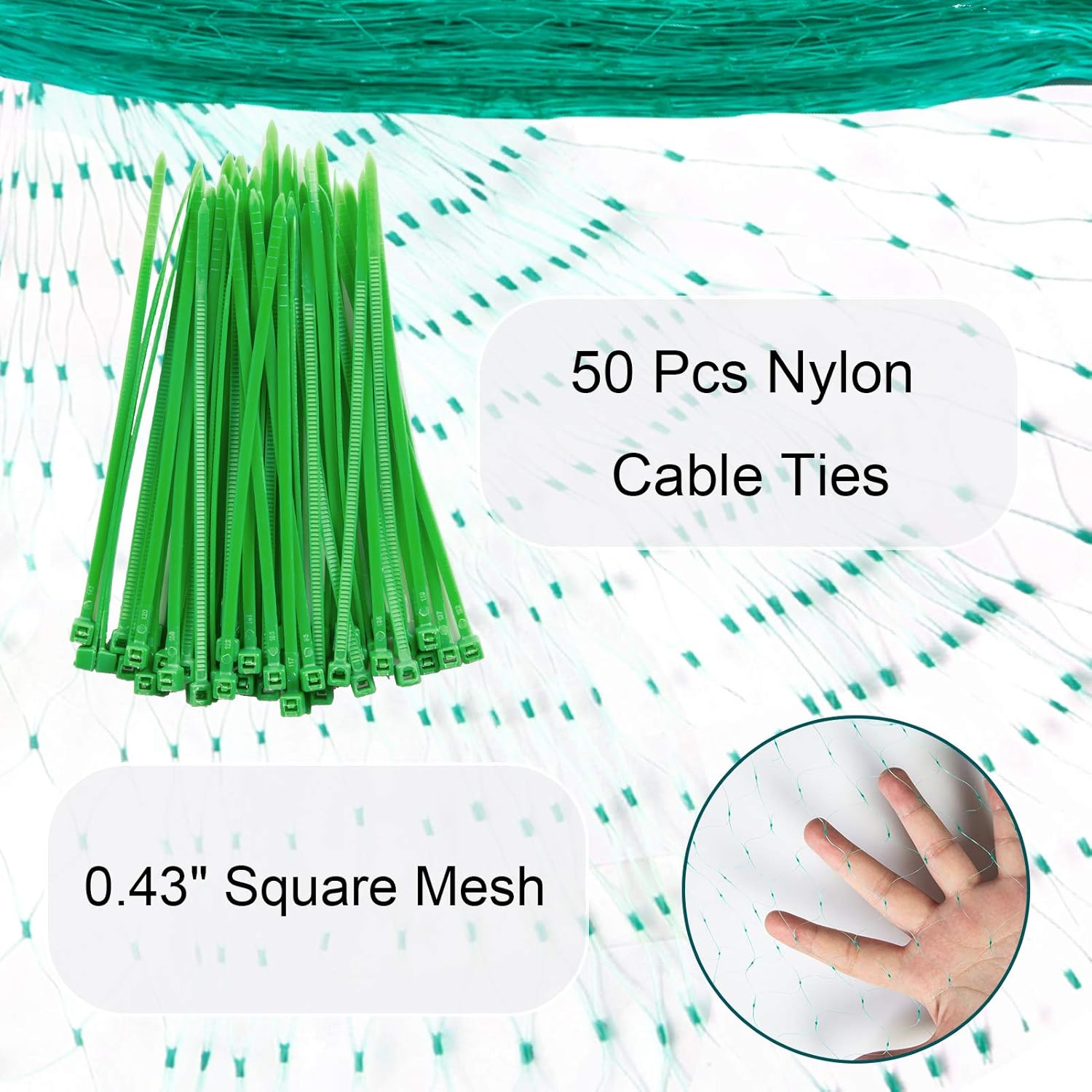 YHmall Garden Bird Netting, 13 x 26 Ft Reusable Nylon Garden Netting with 0.4 Inch Square Mesh - Fruit Tree Netting Protect Plants and Fruit Trees - from Birds and Wildlife with 50 Pcs Plant Ties : Patio, Lawn & Garden
