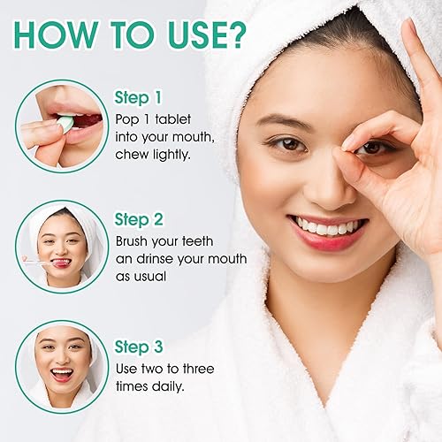 Miniatura 6 de Tabletas de pasta de dientes para reparación de esmalte y blanqueamiento 150 tabletas sin flúor de nano hidroxiapatita con menta natural, antiplaca