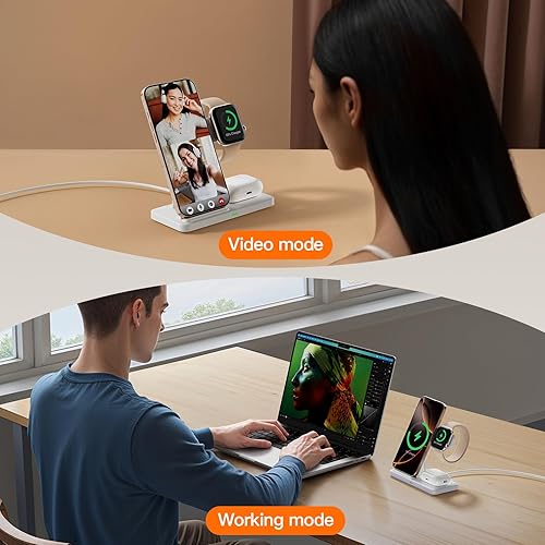 Miniatura 4 de Estación de carga inalámbrica 3 en 1 para iPhone soporte de cargador de 15 W, múltiples dispositivos para Apple - iPhone 16e 16 15 14 Pro Max 13 12