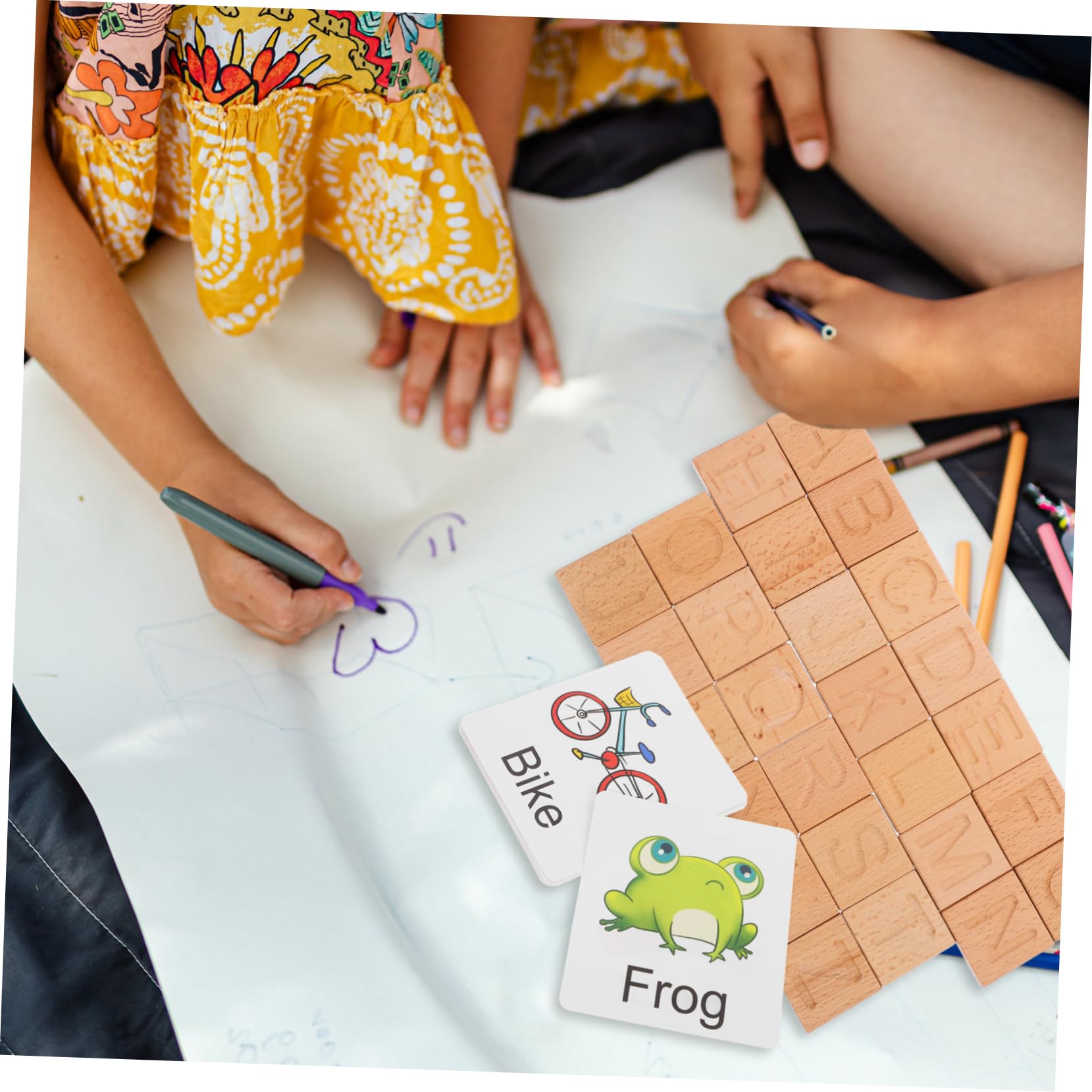 Vaguelly 1 Juego Tablero de de Letras para Aprendizaje Preescolar Juguete Educativo de Alfabeto con Tarjetas Ilustrativas Divertido para Desarrollar Habilidades Lingüísticas