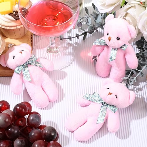 Miniatura 7 de Wettarn Juego de 30 juegos de osos pequeños para baby shower, ositos de peluche pequeños a granel con etiquetas de agradecimiento y bolsas de malla