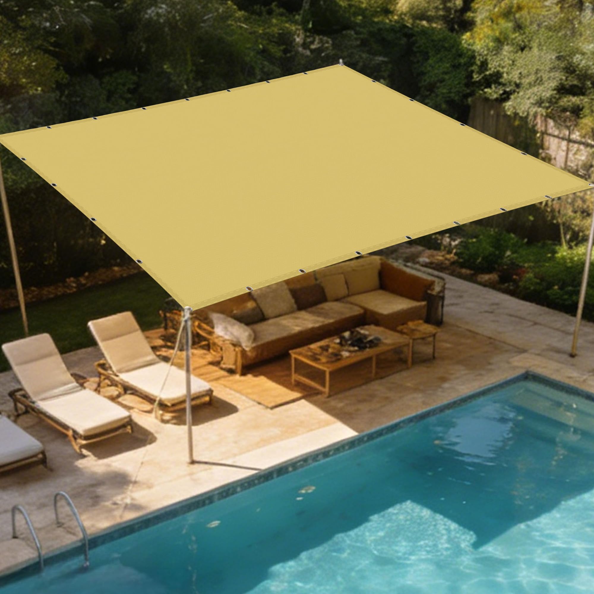 Filet d'ombrage rectangle 2 x 6.5 m avec oeillets bâche soleil extérieur