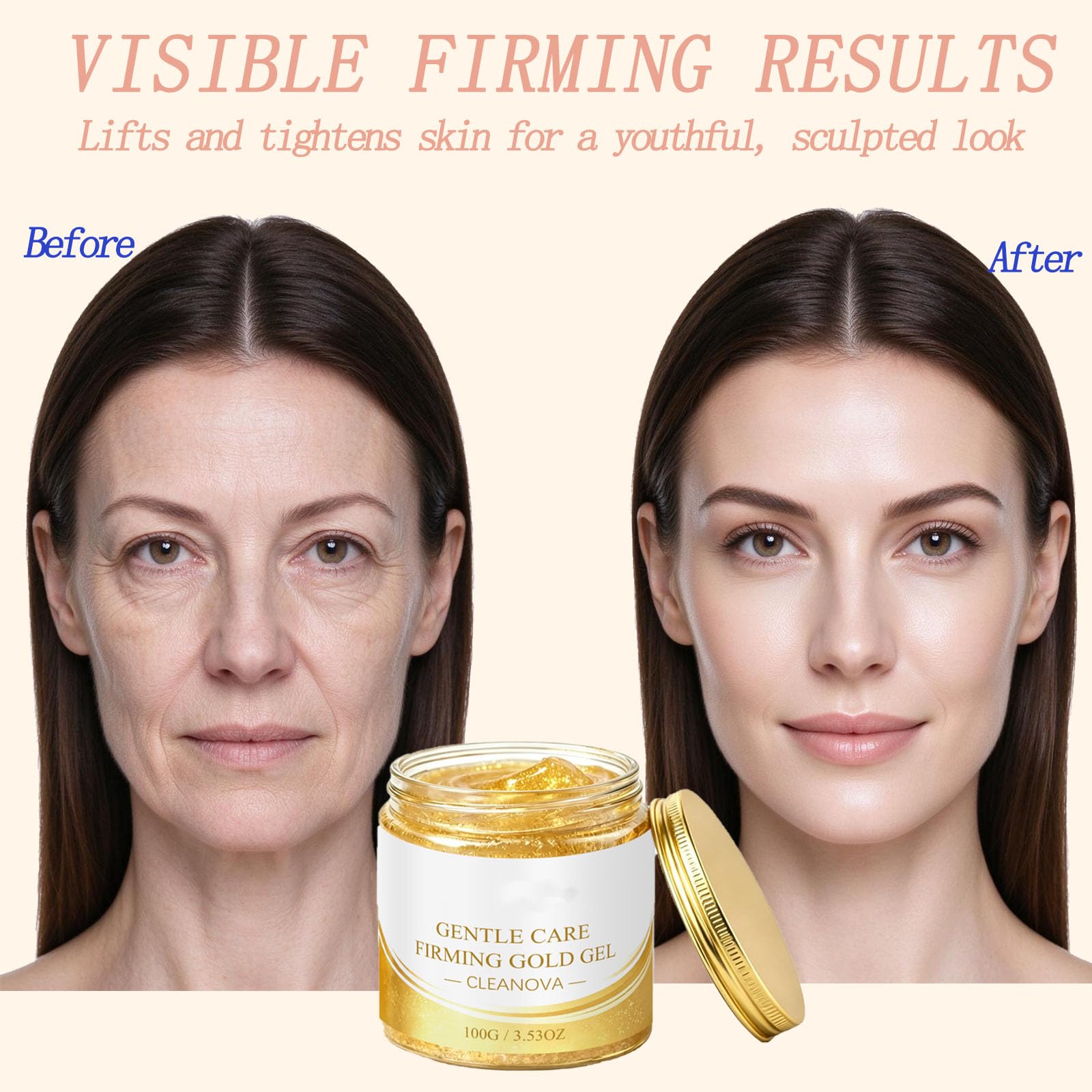 Cura Delicata Gel Oro Rassodante, Cura del Corpo Idratante Profondamente Non Grassa, Formula Rassodante Lisciante per la Pelle Secca, Idratazione Quotidiana per il Viso, Gel Serraggio Corpo (8PCS)