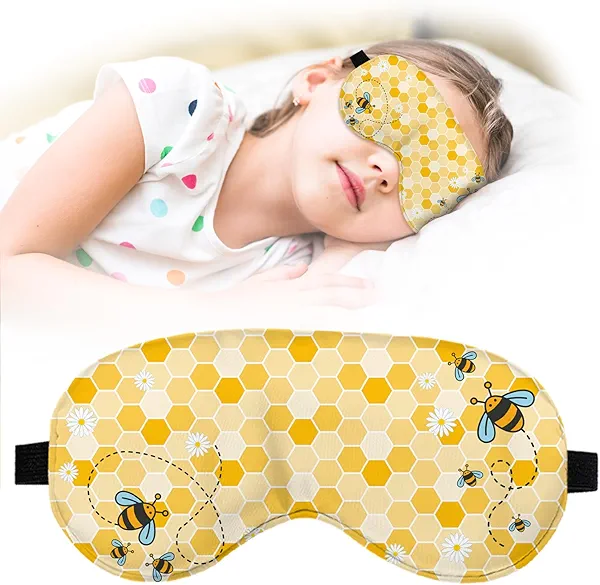 Cute Cartoon Sleep Mask for Kids Gift,Kids Sleep Mask for Girls Boys,Teen Sleeping Masks with Soft and Smooth Adjustable Strap,Bee