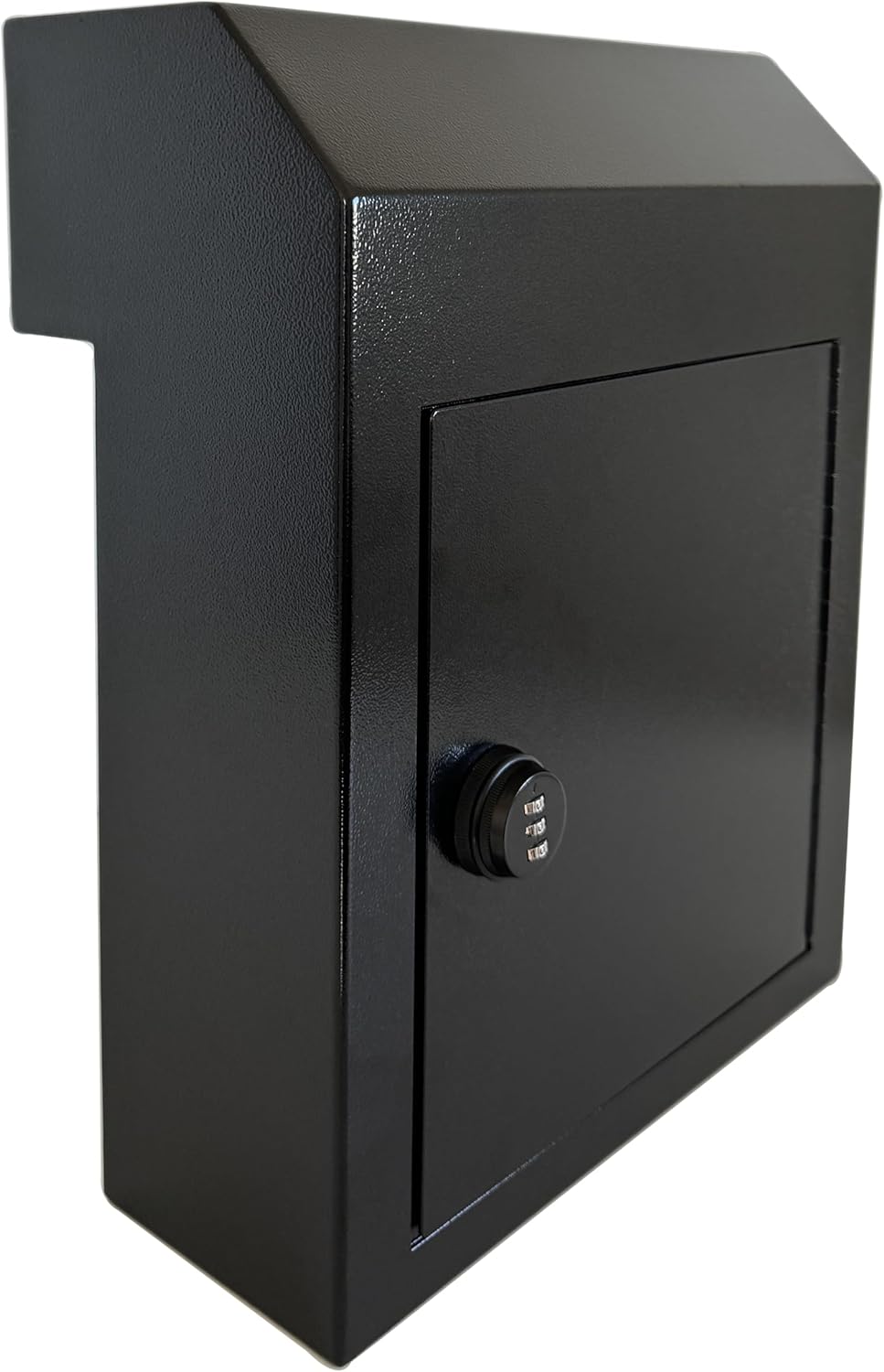 Locking Mailbox Drop Box with Rain Cover, Door Mounted Secure Combination Lock Mailbox for Keys, Cash, Checks, Deposits & Letters – Safe Mail Drop Box for Home/Office, Black