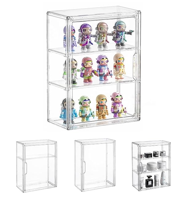 Dasellfa Vitrinas para Colecciones, Plexiglass Vitrina Expositora,Expositor Metacrilato,Vitrina Coleccionista Acrílico Transparente, con Puerta,Figuras de AccióN,Juguetes,Miniaturas (27*13*36)