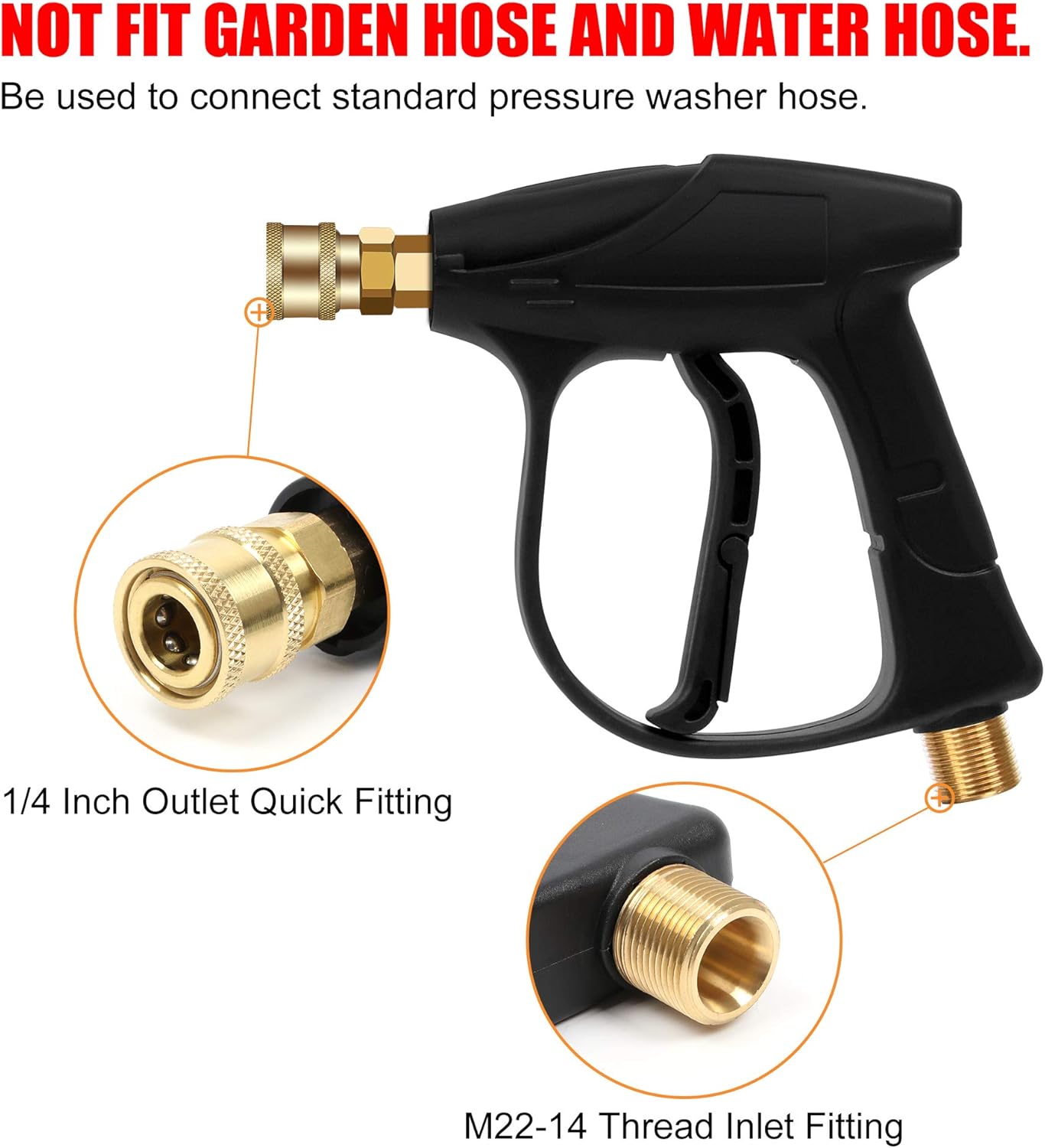 BEETRO High Pressure Washer Gun 4350PSI, Car Washer Gun with 5 Nozzles and M 22 Brass Coupler for Pressure Power Washers - Image 3