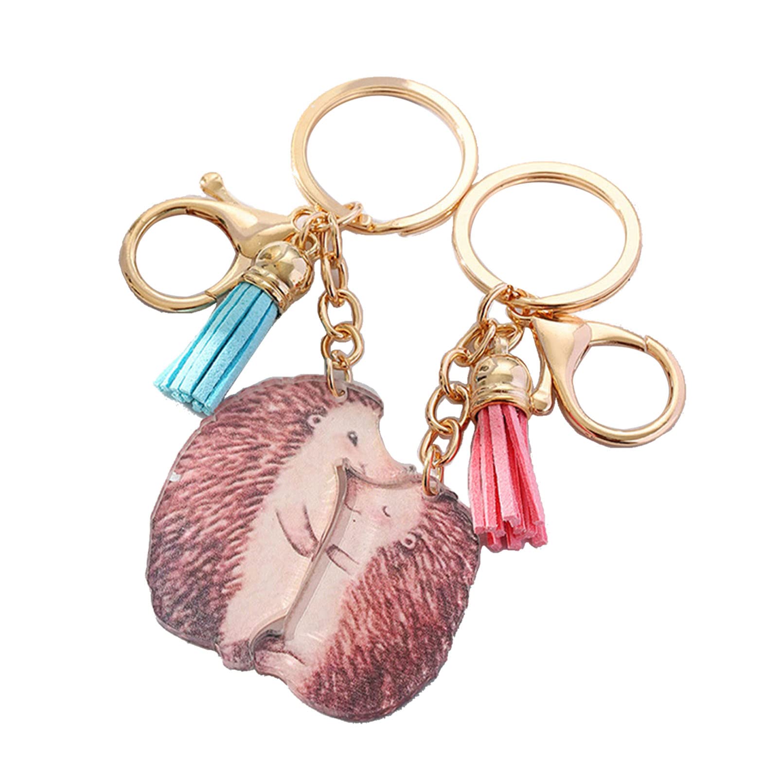 Llhcf A 2Pcs Crylic Hedgehog Charm Keychains Parent-Child Couple Matching Keyring Bag Pendant Keys Holder Handbag Ccessories