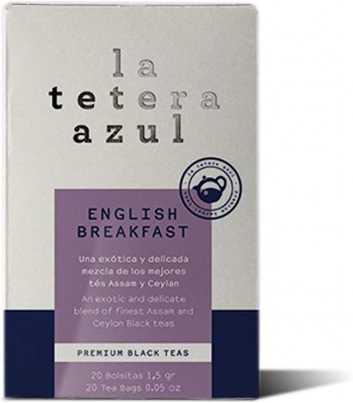 LA TETERA AZUL – English Breakfast Thé noir Thé noir Assam et de Ceylan. Essential Collection. 20 sacs 1,5 grammes.