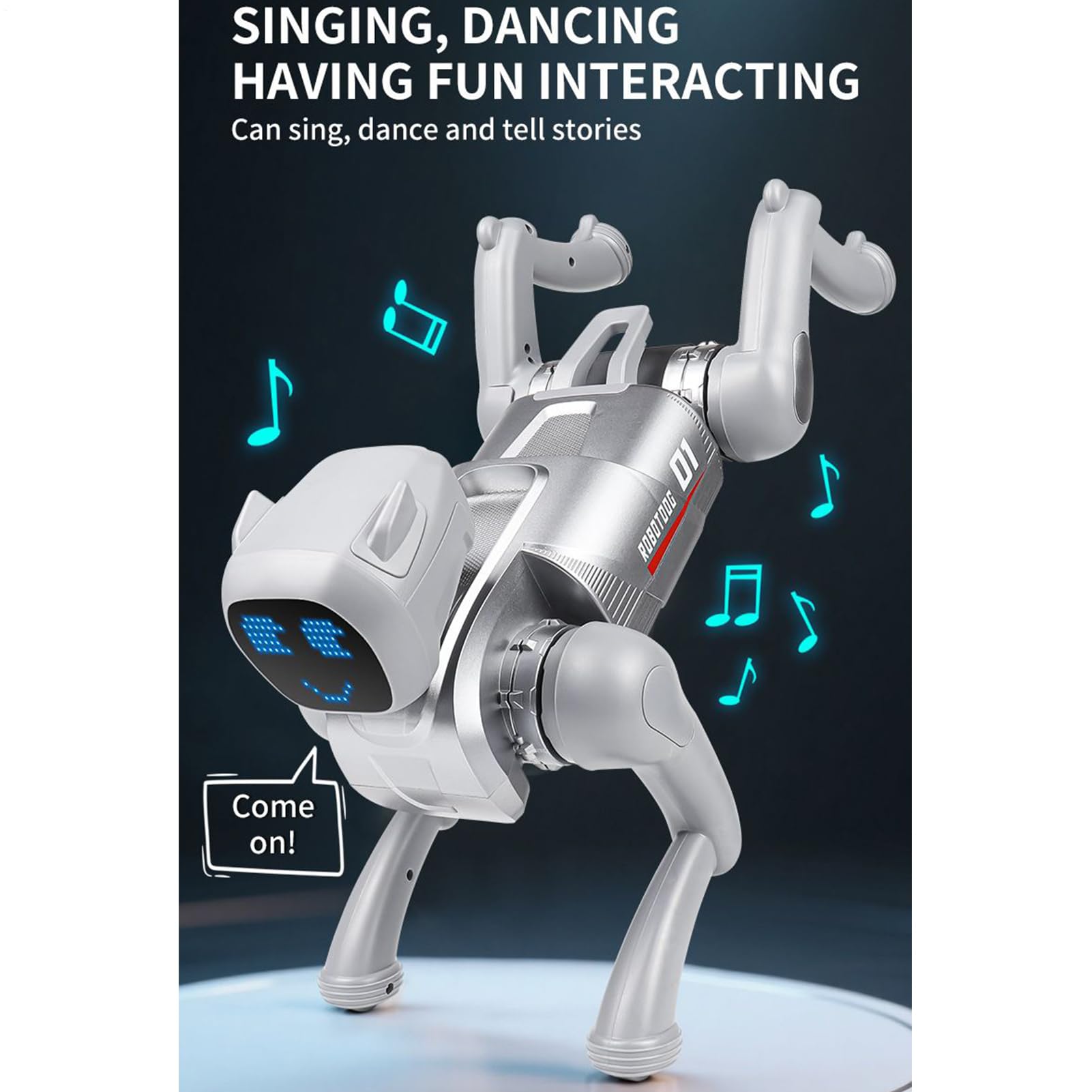 Cachorro Robot Juguetes Educativos Realistas Con Voz Interactiva | Perro Robot Acrobacias Cara LED Chicos Chicas Interior Hogar Aula Preescolar Cumpleaños Vacaciones Navidad Día Del Niño