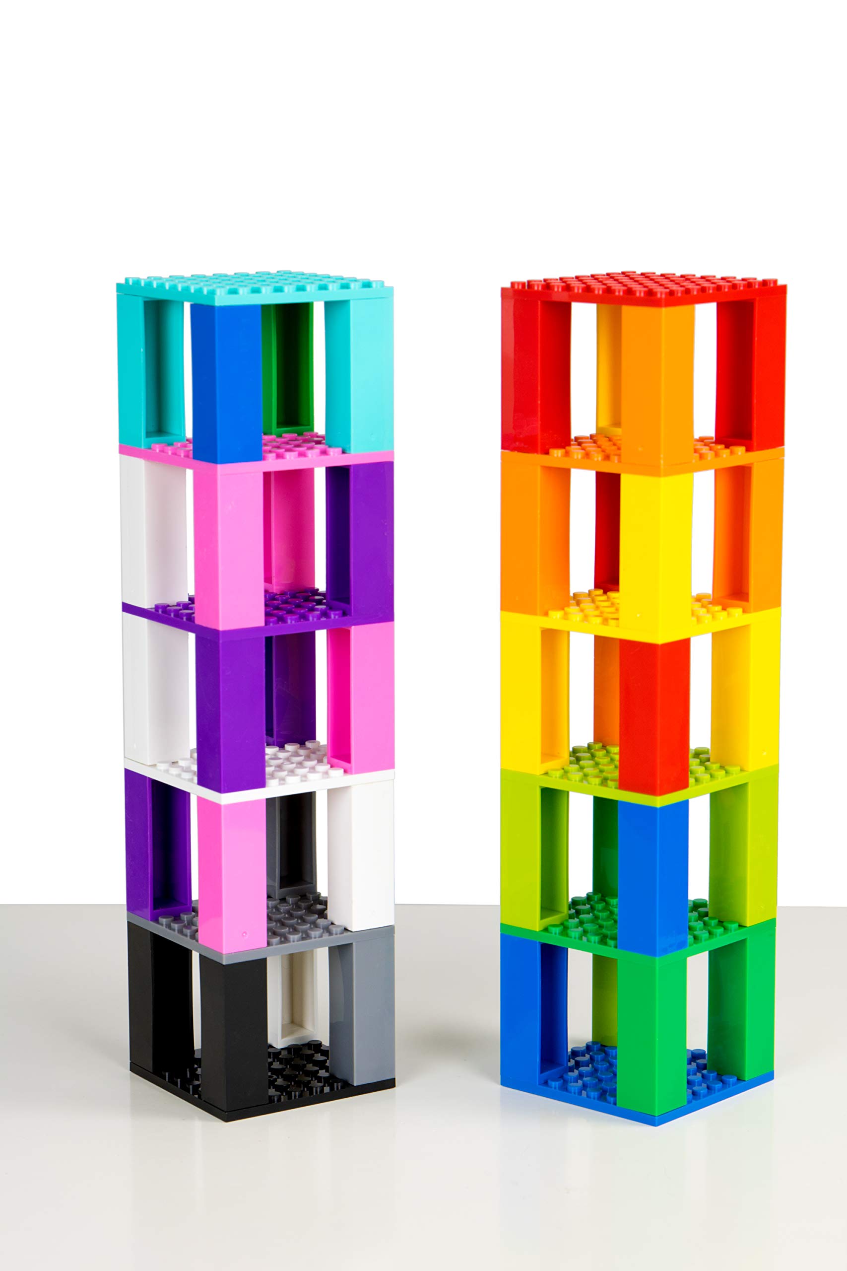 Strictly Briks Compatible with Lego Baseplates Mini Brik Tower & Cube 2 in 1 Set Building Bricks & Blocks Toy for Ages 5+ STEM | 12 Color Stackable 8x8 Base Plates, Stackers, 3D Briks | 72 Pieces