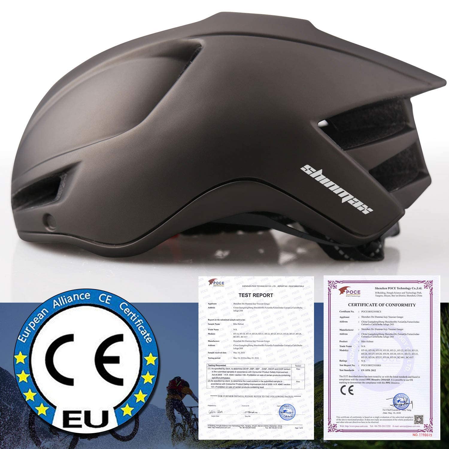 Shinmax Kask rowerowy dla dorosłych, ze światłem USB, kask rowerowy z magnetycznym wizjerem, certyfikat CE, regulowany, lekki kask rowerowy dla mężczyzn i kobiet, z torbą do przechowywania, 57-62 cm