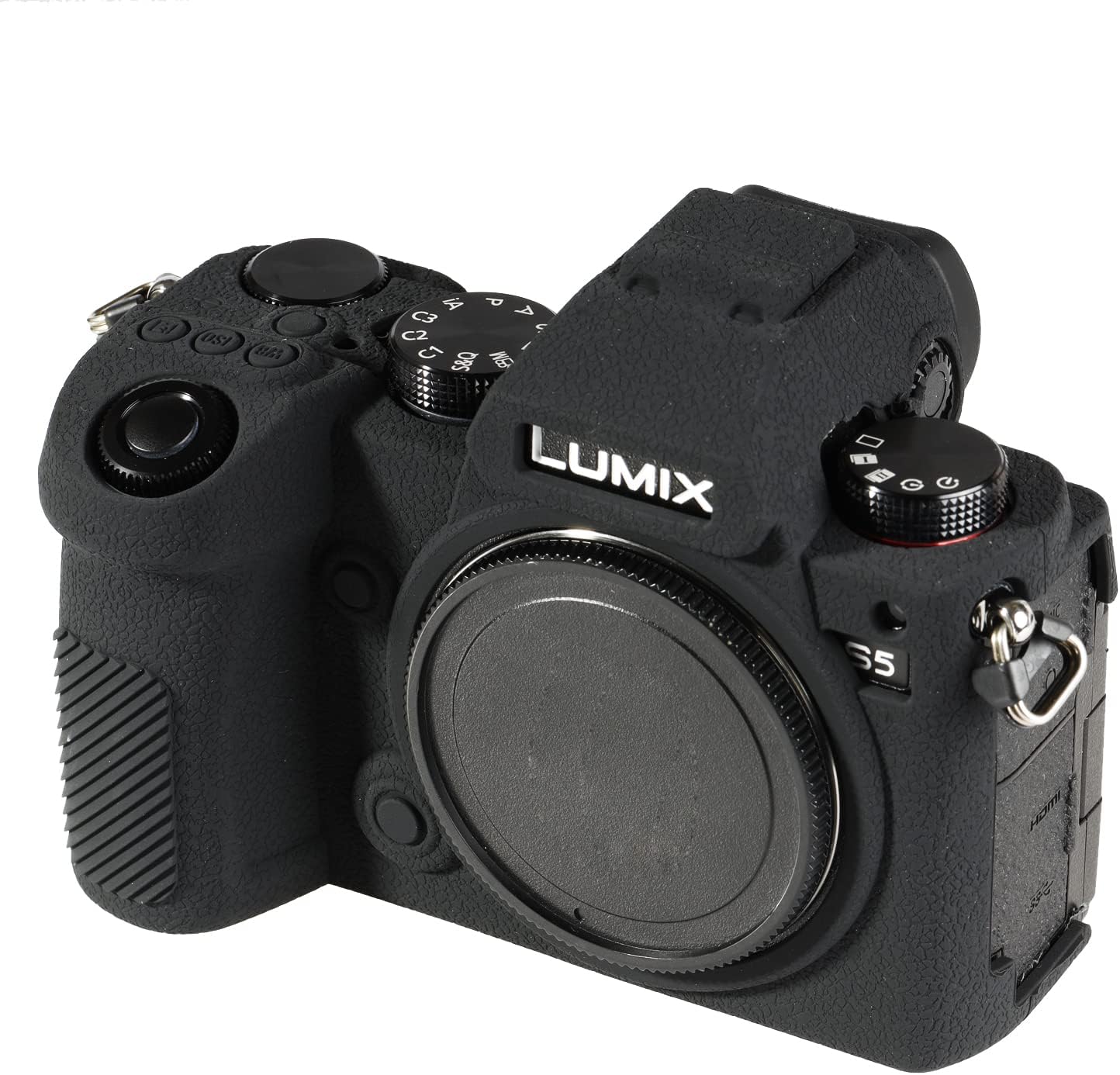 STSEETOP Camera Case for Panasonic Lumix S5 - Protective Silicone DSLR Skin Cover, Detachable Cage, Shockproof, Dustproof (Black)