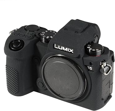 Camera Case for Panasonic Lumix S5 - Protective Silicone DSLR Skin Cover, Detachable Cage, Shockproof, Dustproof Black