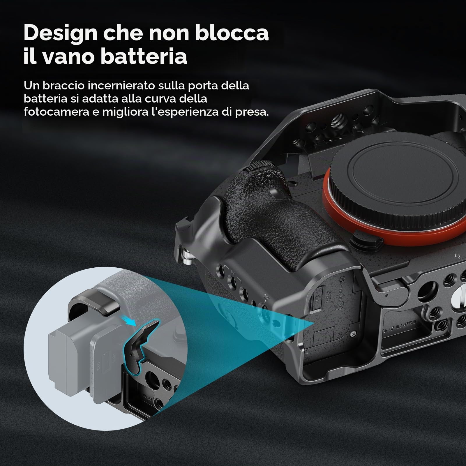 SMALLRIG A7 III/A7R III Cage Kit per Sony Alpha 7 III/Alpha 7R III, Gabbia Completa con Maniglia Superiore per ARRI e Fermacavo, Cold Shoe Incorporato e Guide NATO - 4198