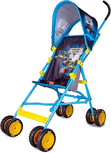 Cochecito de paraguas oficial Monster Jam con toldo, cochecito 3D ligero y fácil de plegar, compacto para niños pequeños y bebés para viajes