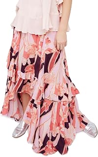 Womens Printed Tiered High-Low Skirt