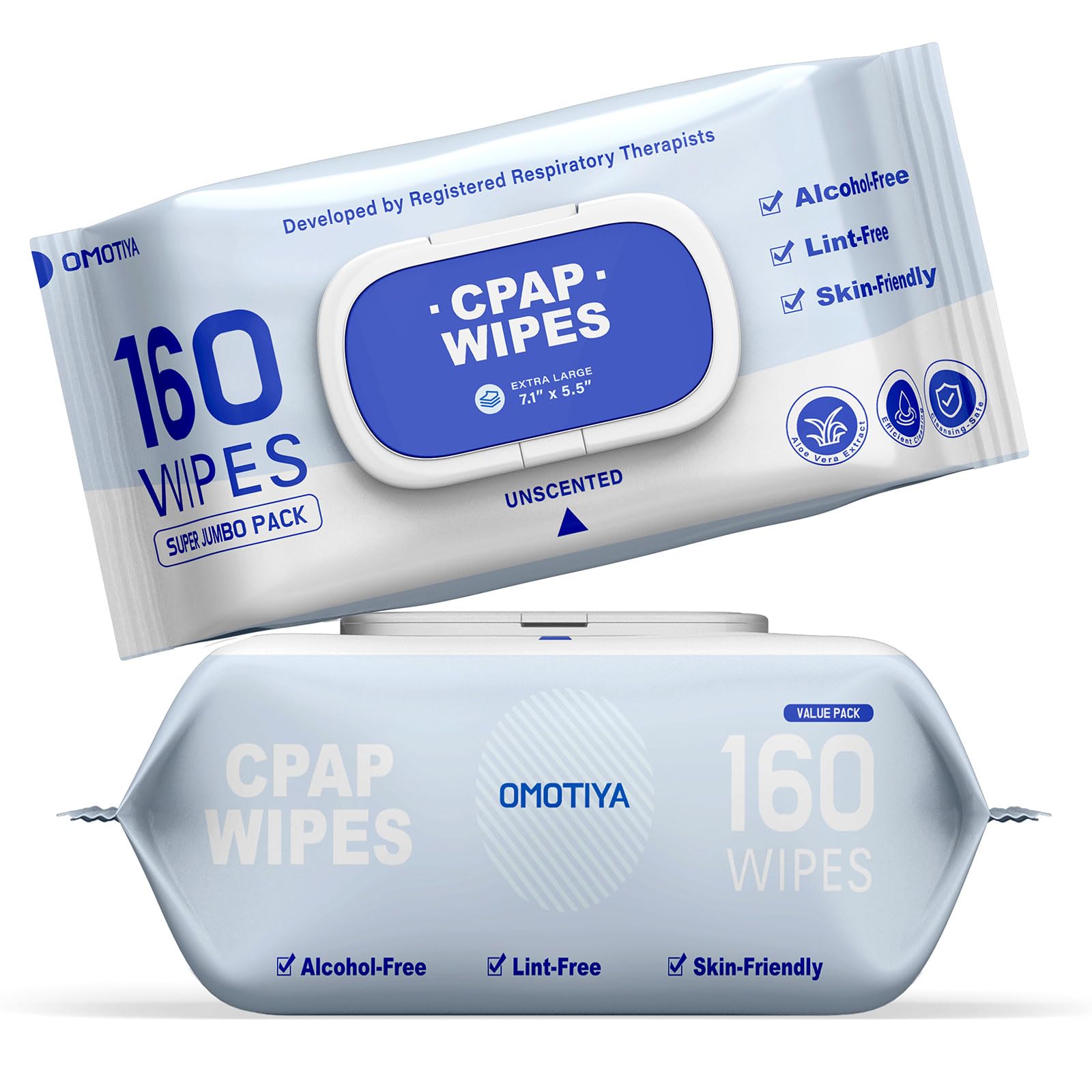 CPAP Mask Wipes - 160 Count Super Jumbo Pack- Extra Large, Extra Moist Cleaning Wipes for Mask, CPAP Machine & Supplies, 2-Pack