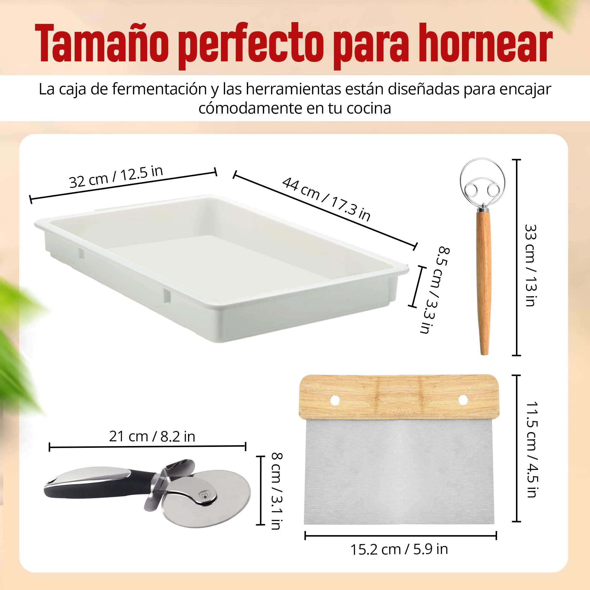 YAANI Juego de 2 cajas apilables a prueba de pan con tapas, rueda de pizza, batidor de masa, raspador de masa, perfecto para masa de pizza, masa madre, contenedor de almacenamiento de alimentos