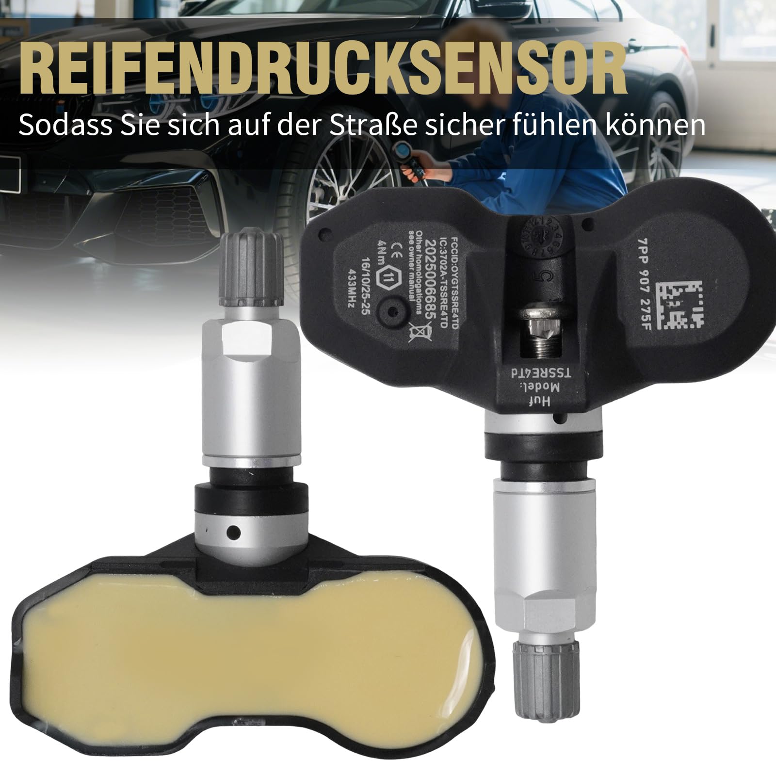 7PP907275F 4PCS TPMS sensores de presión de neumáticos, repuesto para Porsche 991.1 MK1 2016, repuesto para Phaeton a partir de 2008, repuesto para Porsche 981 Cayman Boxster