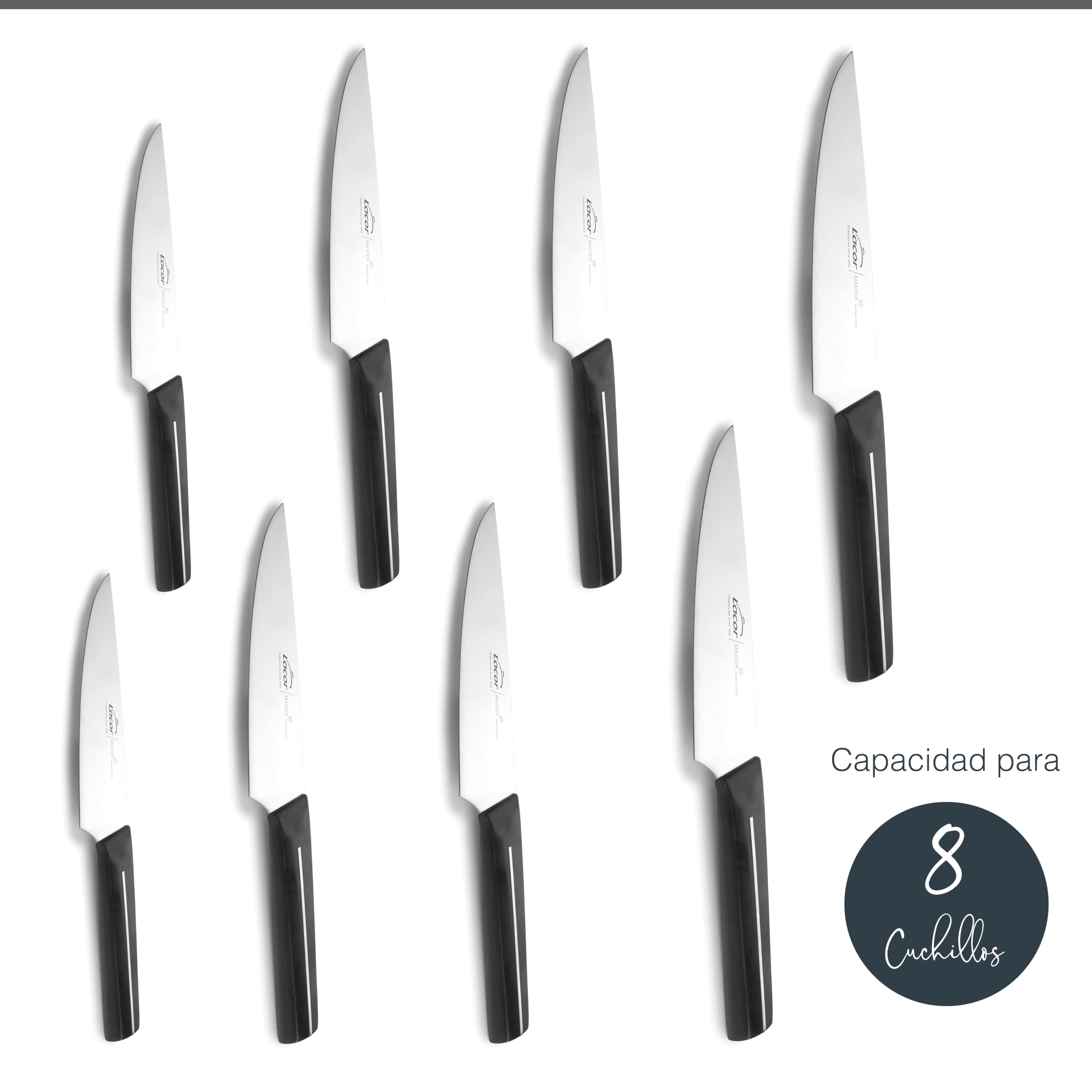 Lacor 39049 - Organizador Cocina Compact para Cuchillos, Organizador | En madera natural, para un uso práctico y profesional en cocina; base antideslizante, práctico y fácil de guardar