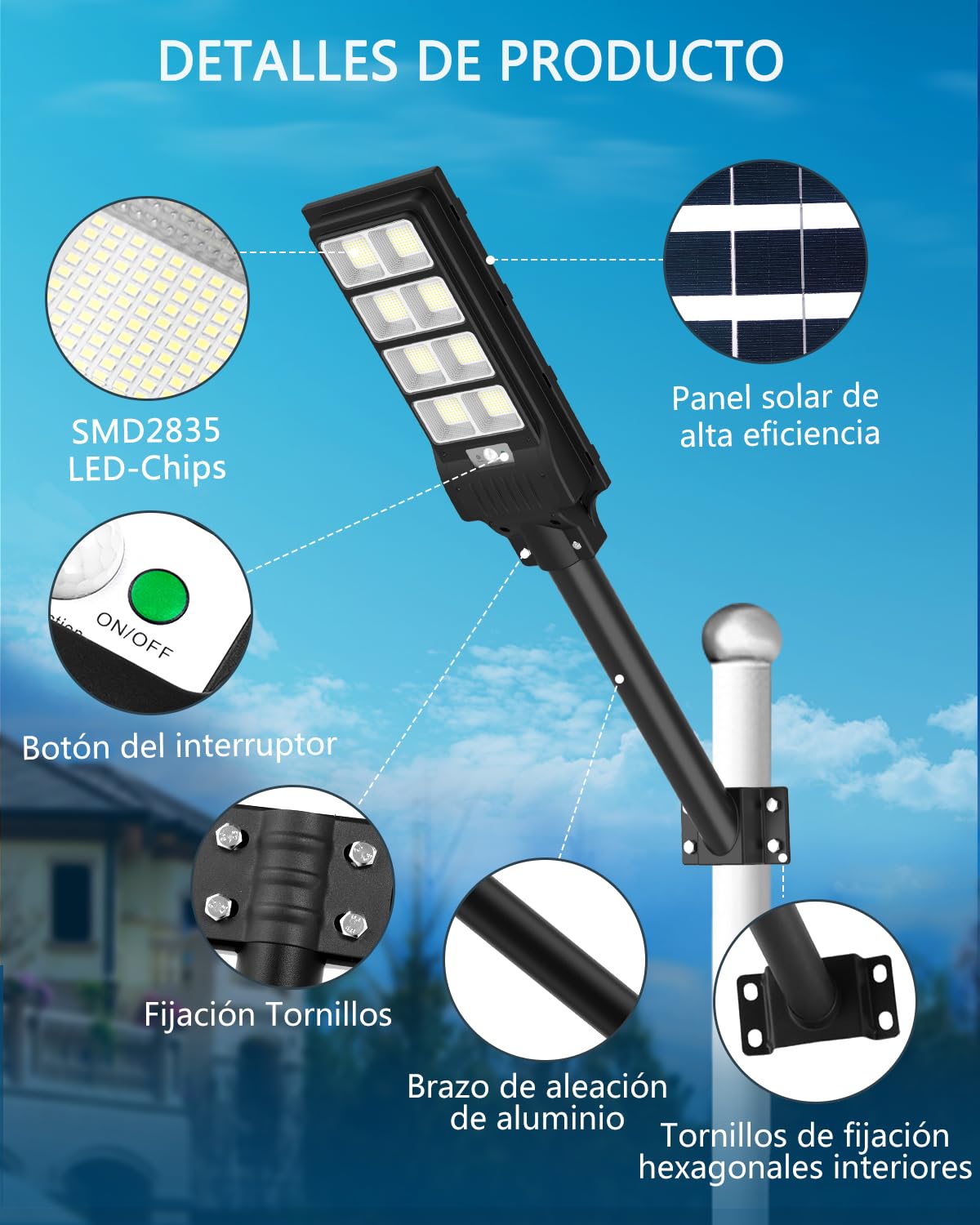 Sararoom Farolas Solares Exteriores, 400W 50000 LM Potente Farola Solar con Sensor de Movimiento, 6500K Impermeable Foco Solar Luz de Seguridad con Mando a Distancia para Jardín,Patio,Camino,Garage