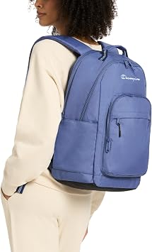 Champion Women's Council Laptop Backpack with Padded Adjustable Straps, Water Bottle Pocket for Work, Travel, Commute, Seven Seas Blue, One Size
