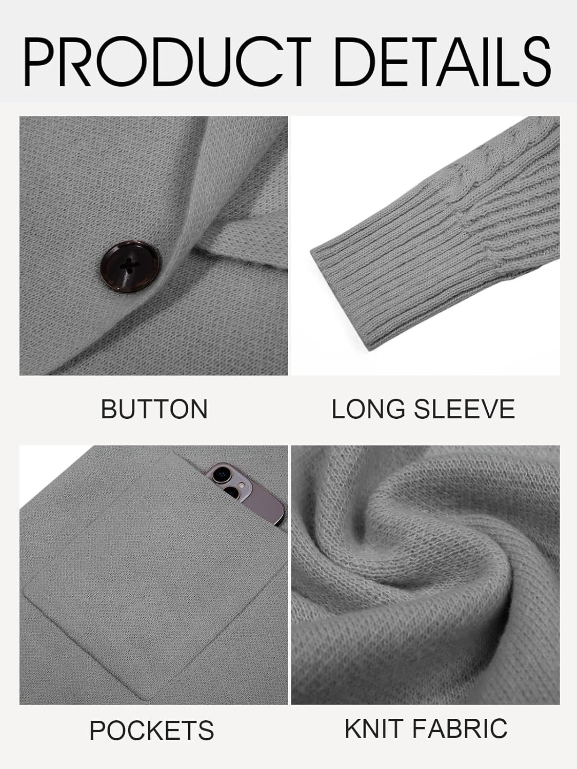 Saodimallsu Womens Long Cardigan Sweaters Chunky Knit Open Front Button Lapel Casual Fall Coatigan Jackets - Image 6