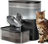 Fontaine à Eau pour Chat sans Fil et sans Filtre Réservoir 3,5 L, Noir | FEELNEEDY Fontaine à eau pour Chat avec Eau Fraîche Séparée des Eaux Usées, Batterie 2000 mAh, Bol en Acier Inoxydable - 1
