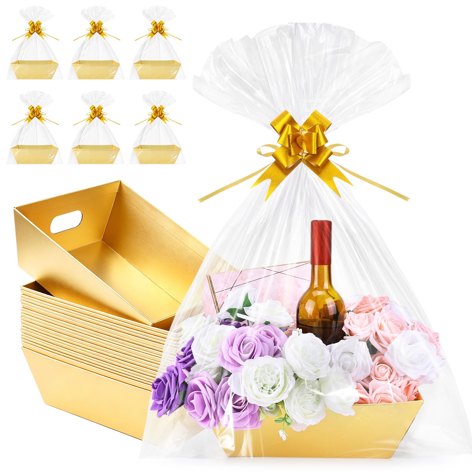 Confezione da 20 cesti regalo vuoti, 25,4 x 20,3 cm, colore: oro