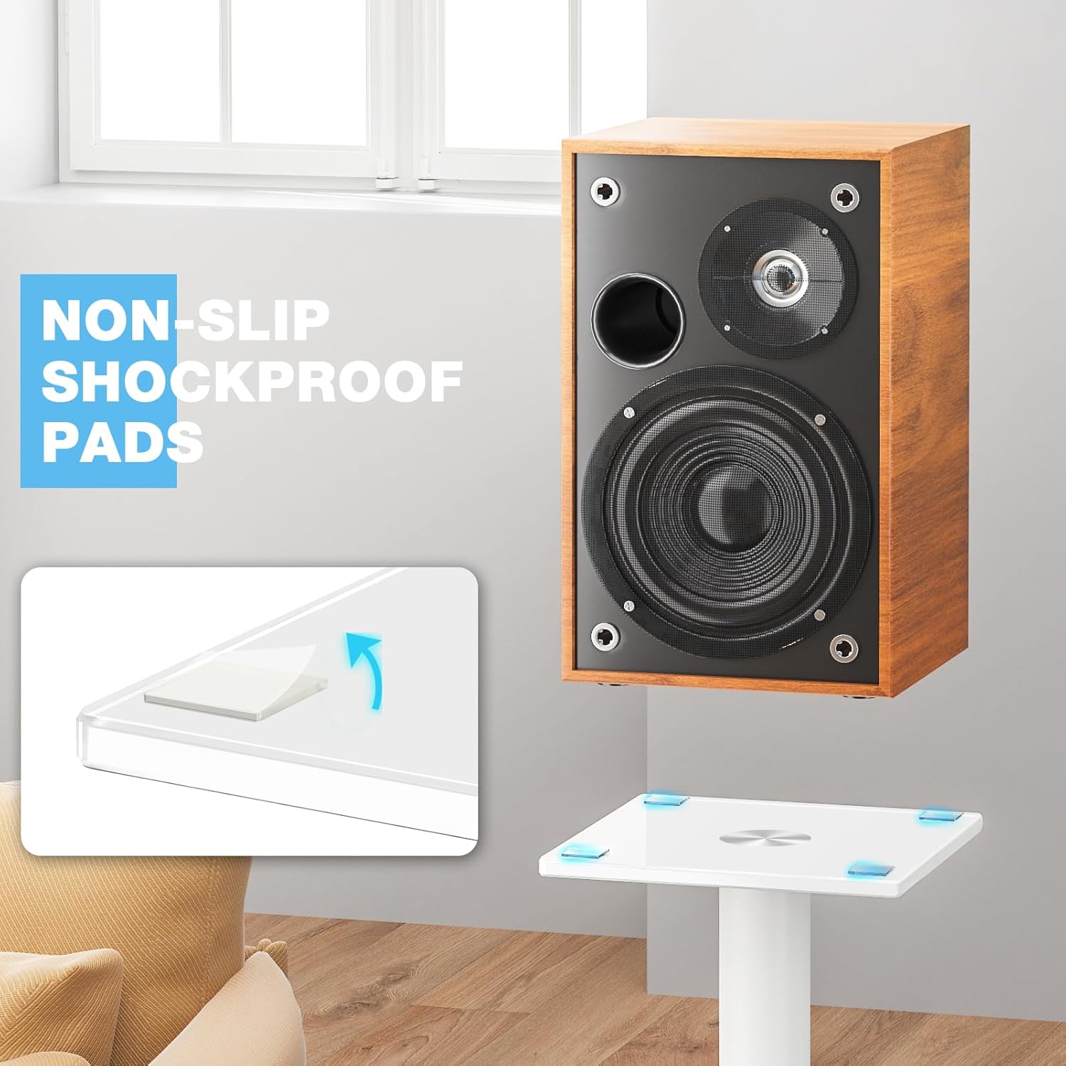 Rfiver Upgraded 45° Swivel Speaker Stands Pair for Surround Sound, Heavy Duty 28 Inch Bookshelf Speaker Stand Each Holds 44lbs Large Speaker, Floor Speaker Stand Built-in Cable Management, 1 Pair