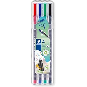 Staedtler 334 Triplus Fineliner Superfine Point Pens 0.3 mm Assorted Colours Pack of 4