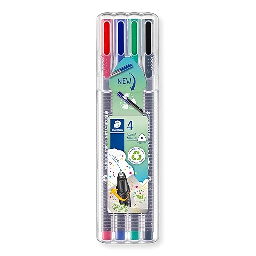 Staedtler Triplus Fineliner Pen, Pack of 4 (Multicolor)