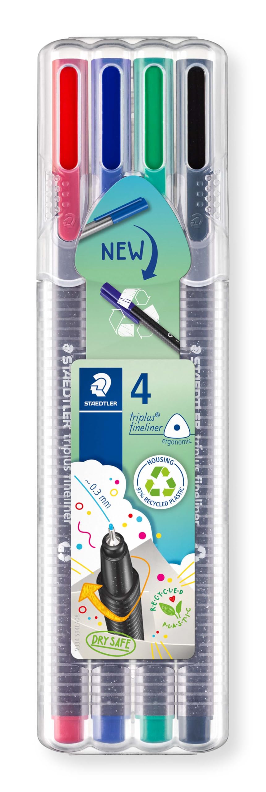 Staedtler 334 SB4 Triplus Fineliner Pen - Pack of 4 (Multicolor)
