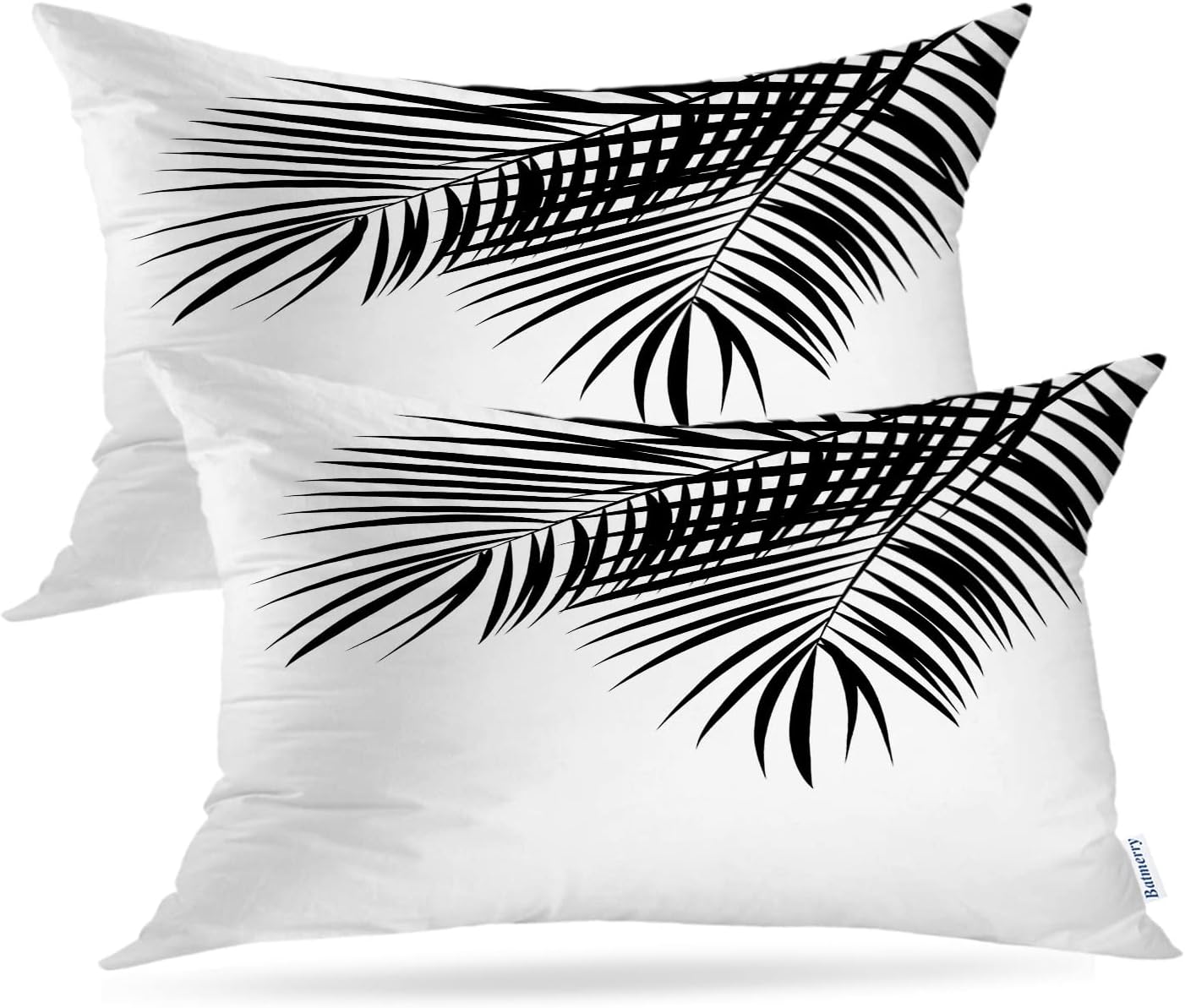 Batmerry Palm Leaf Throw Pillow Covers,Black Tree