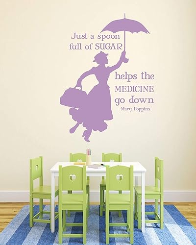 Miniatura 8 de Mary Poppins Quote A Spoon Full of Sugar Makes The Medicine Go Down | Adhesivo de vinilo para decoración del hogar para dormitorio de niños y niñas,
