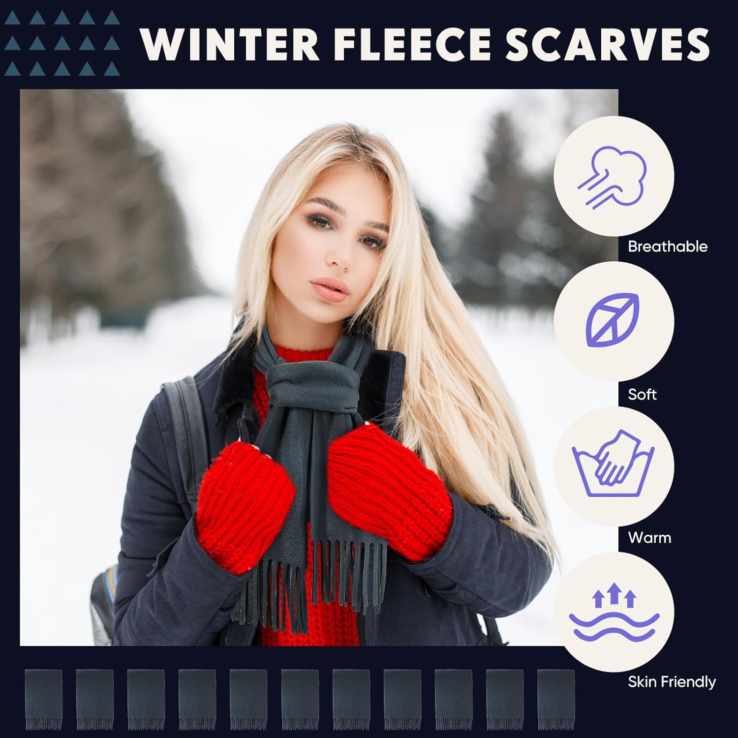 25 Pcs Winter Scarves Warm Winter Scarf Bulk Unisex Scarf with Fringe Men Women Wholesale Homeless Care Gift Christmas - Image 5