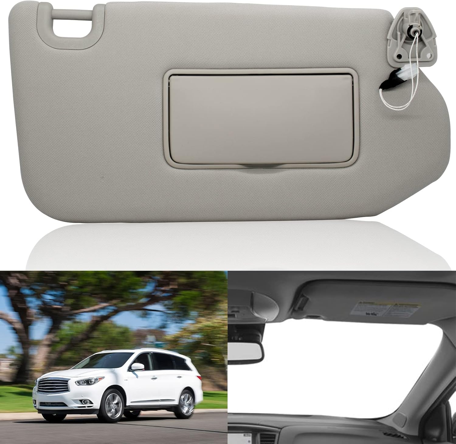 NHILES Left Driver Side & Right Passenger Sun Visor with Lamp & Mirror for 2013-2020 Nissan Pathfinder 2014-2020 Infiniti QX60 and 2013 Infiniti JX35,OEM: 96401-9PB0A 964009PB0A Beige