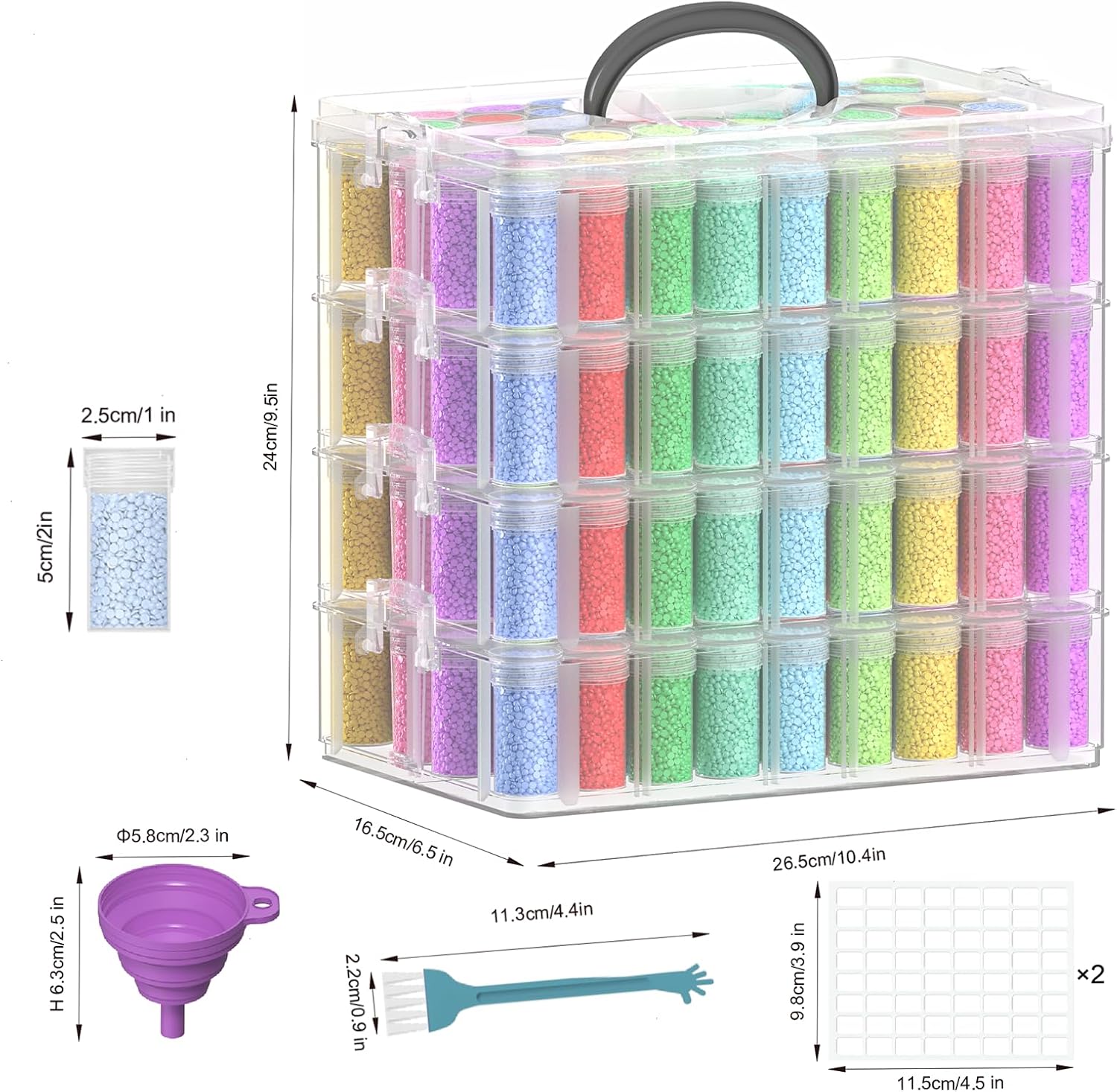 4-Tier Diamond Painting Storage Box, 208 Slots Large Capacity Portable Transparent Diamond Art Storage, Suitable for Pills,DIY Art Crafts, Diamond Art Storage Containers
