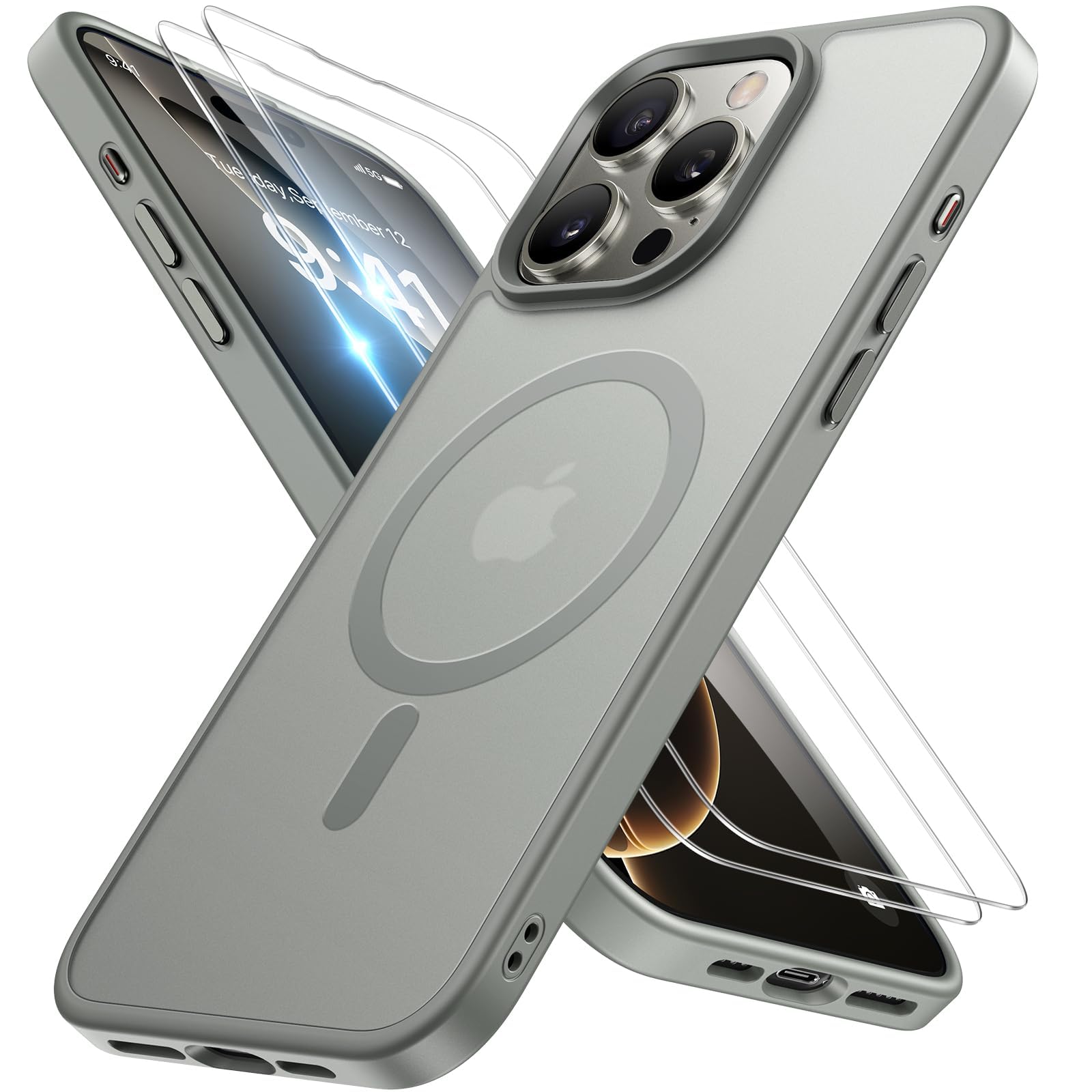 Miracase for iPhone 17 Pro Max Case with MagSafe [with 9H+Screen Protector] Military-Grade Protection Shockproof Scratch-Resistant with Velvet Touch for iPhone 17 Pro Max Cover 6.9", Matte-Deep-Blue — view 73