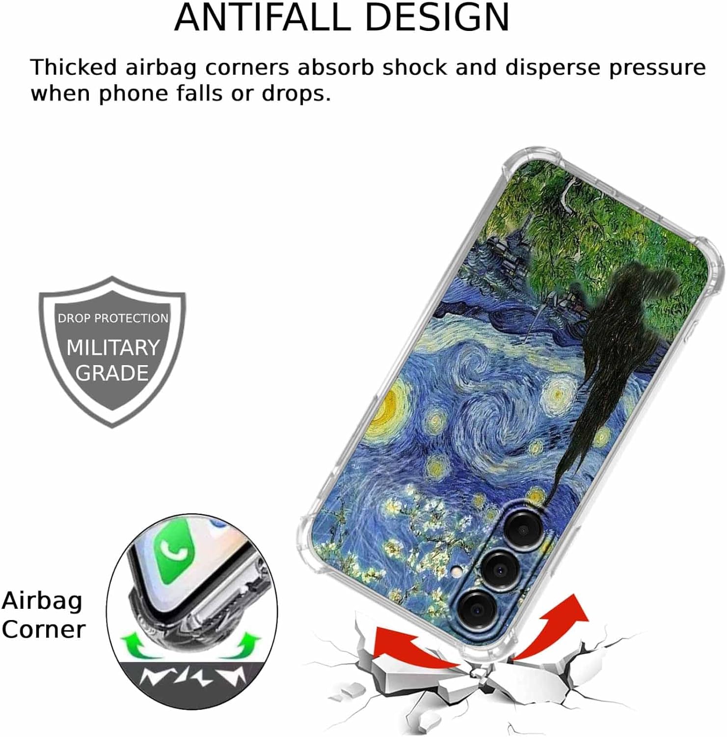 Van Gogh Paintings Case for Samsung Galaxy A36,Famous Artworks Collage,Trendy Soft TPU Bumper Phone Cover,A36 image 2
