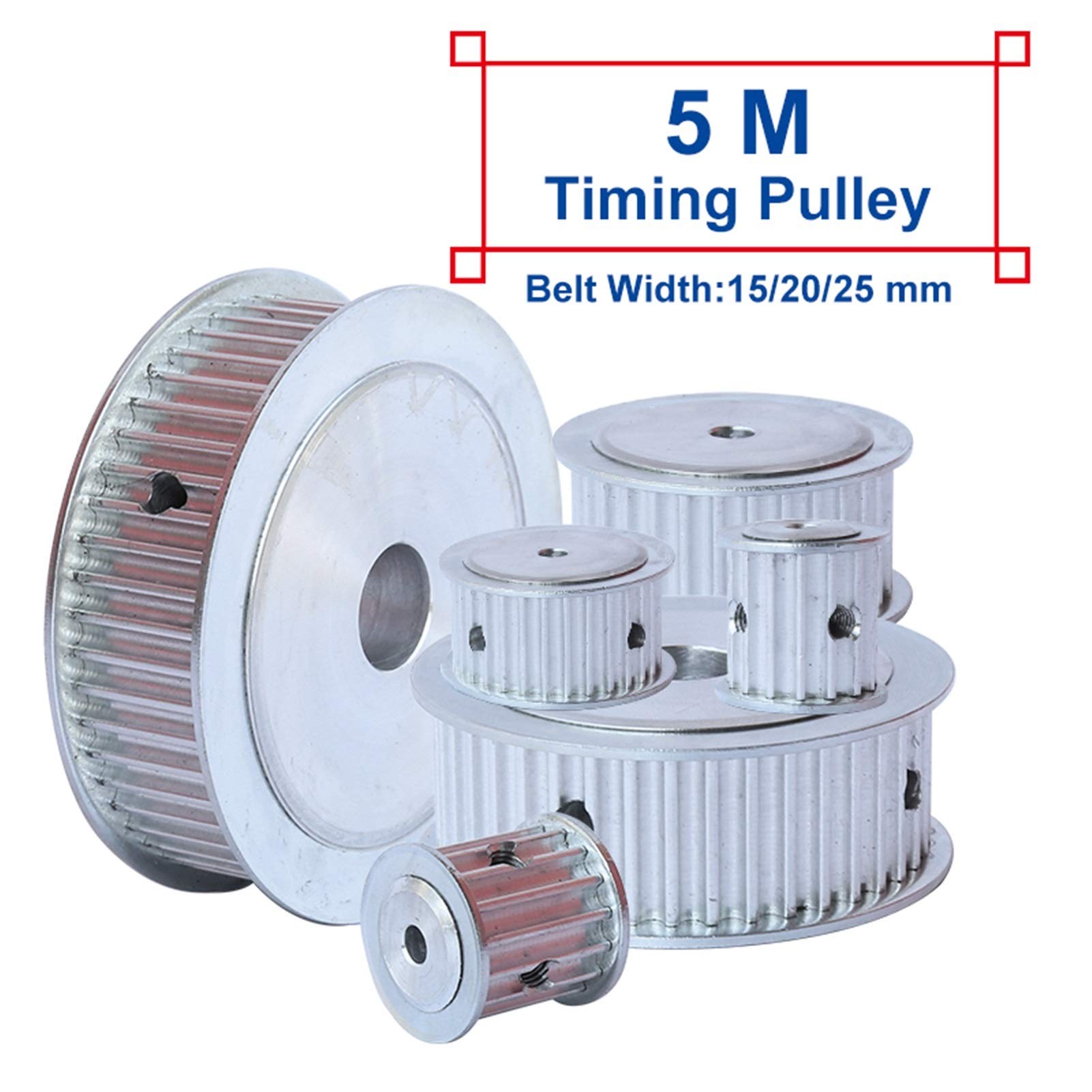 JINchao-Polea de distribución Polea de 5m-90T, orificio 10/12/14/15/16/17 / 19/20/22 / 25mm, rueda de polea de aluminio, ancho de ranura 16 / 21mm, para ancho 15 / 20mm Cinturón de distribución de 5 m