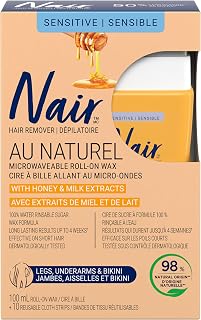 Nair Roll-On Milk & Honey Wax 3.4 oz - Easy Glide Applicator for Gentle Hair Removal